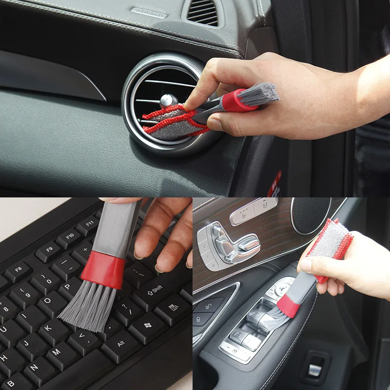 

Double Ended Car Cleaning Brush Air Conditioner Vent Slit Clean Brush Detailing Dust Removal Blinds Keyboard Duster Brush