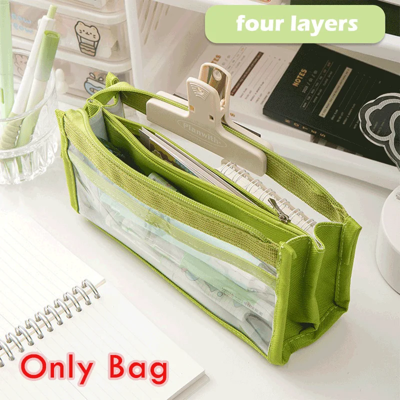 Large Capacity Transparent Pencil Bag Aesthetic School Cases Children  Stationery Holder Bag Pen Case Students School