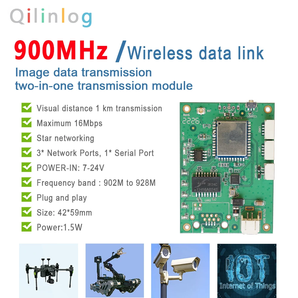 Image data transmission two-in-one Wireless module  Wireless Halow Network Bridge 1 KM Transmission Distance For IP Camera 27dbm wireless transceiver module ax5243 230mhz 500mw 5 0km high reliability data transmission wireless module rf e31 230t27d