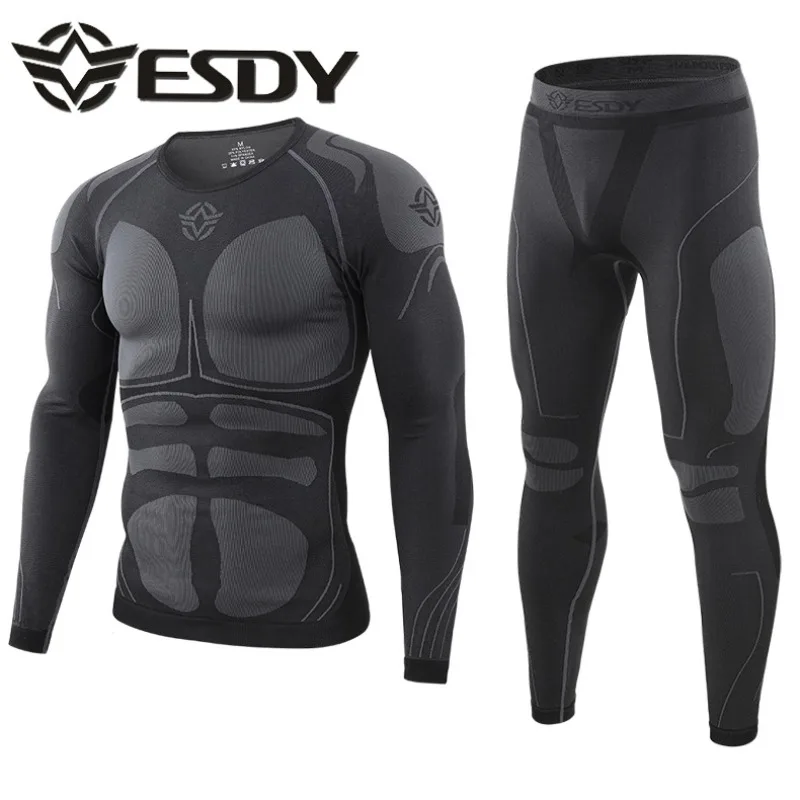 

ESDY Men's Fitness New Outdoor Sports Cycling Suit Warm Underwear Set Tight and Sweatwicking