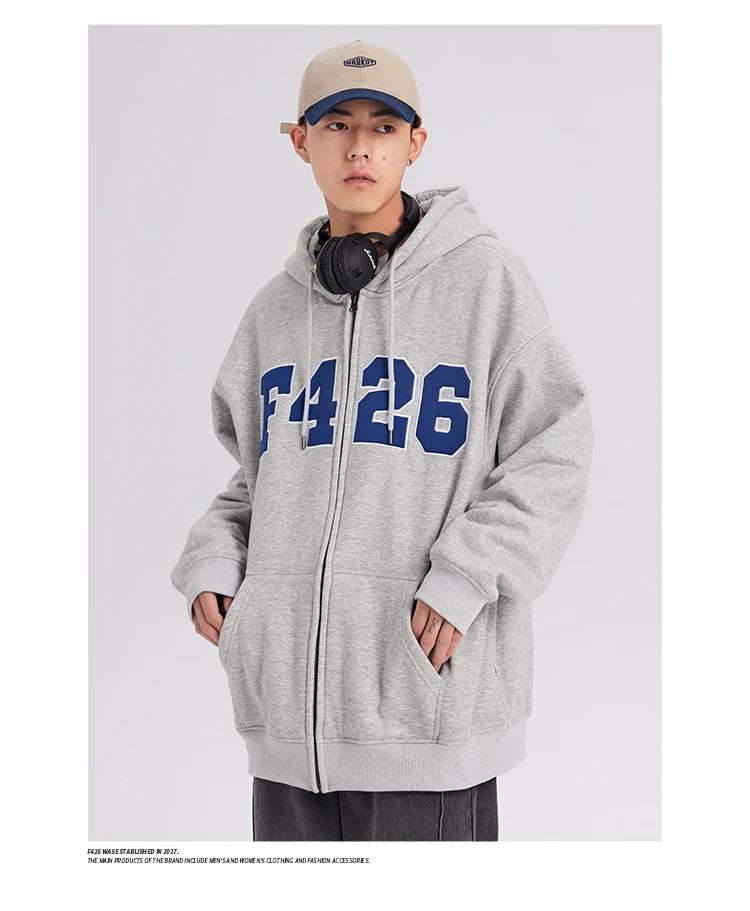 Cardigan Outerwear Adult Loose Cotton Casual SolidColor Letter Jacquard Fashion National Fashion Couple Basic Style All-Matching