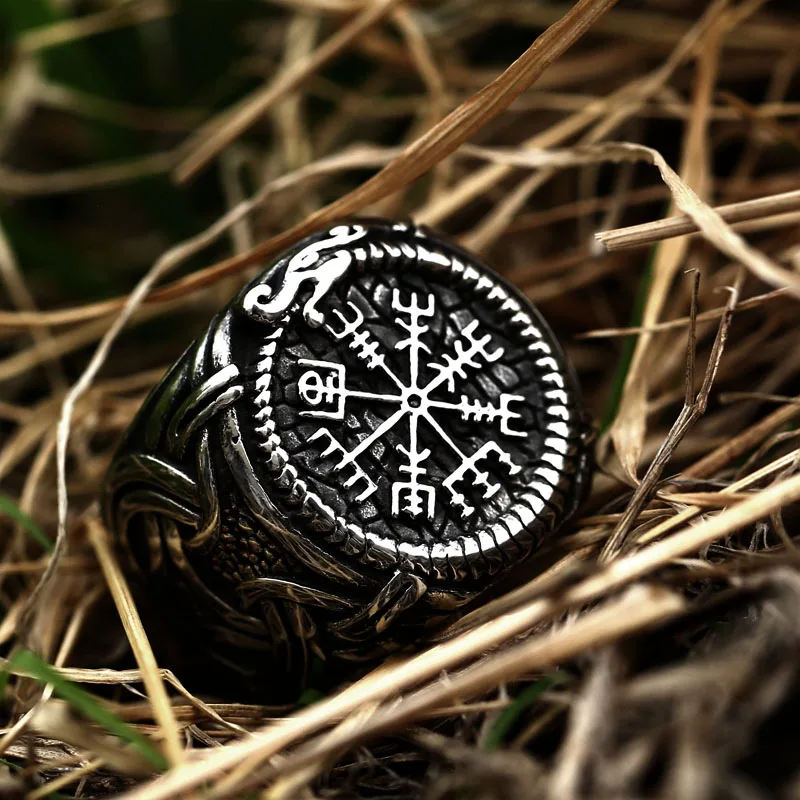 Stainless steel ring Viking Celtic solar symbol wheel amulet nordic slavic pagan jewelry