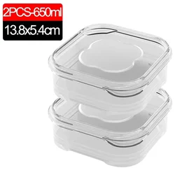 Set of Small Transparent Sealed Storage Boxes (2PCS-650ml)