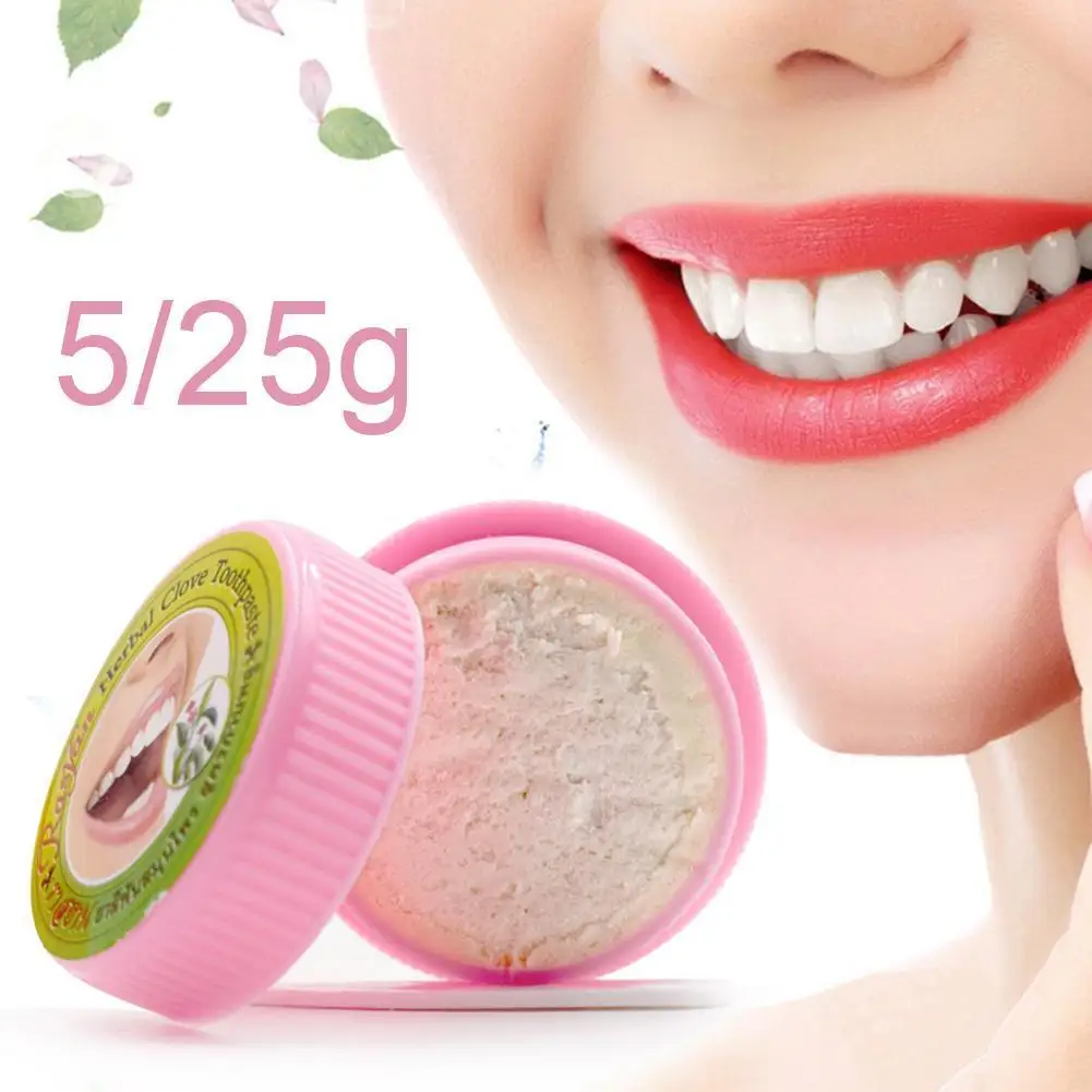 

Natural Herbal Clove Thai Teeth Whitening Powder Toothpaste Yellow Tooth Allergy Stains Antibacterial Cleaning 5g/25g