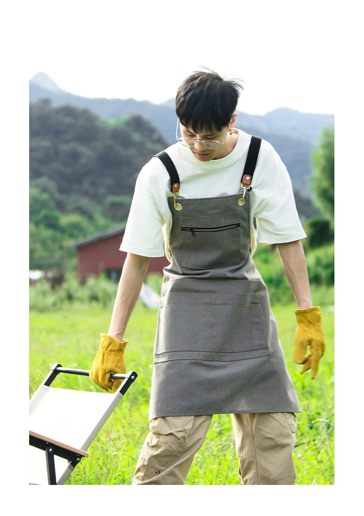 Damen-Arbeitskleidung aus Segeltuch im Retro-Design, perfekt für Outdoor-Aktivitäten, Camping, Gartenarbeit, Kaffee, Friseursalon – Detail 14