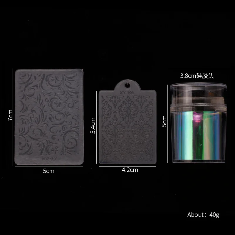 3.8cm Head Nail Stamp Scraper Pure Clear Jelly Silicone Nail Stamper Nail Stamping Scraper with Cap Jelly Transfer Manicure Kit 3