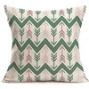 Linen Throw Pillowcase Home Green Geometric Wavy Arrow Design Home Decoration Cushion Cover Square Pillowcase 3