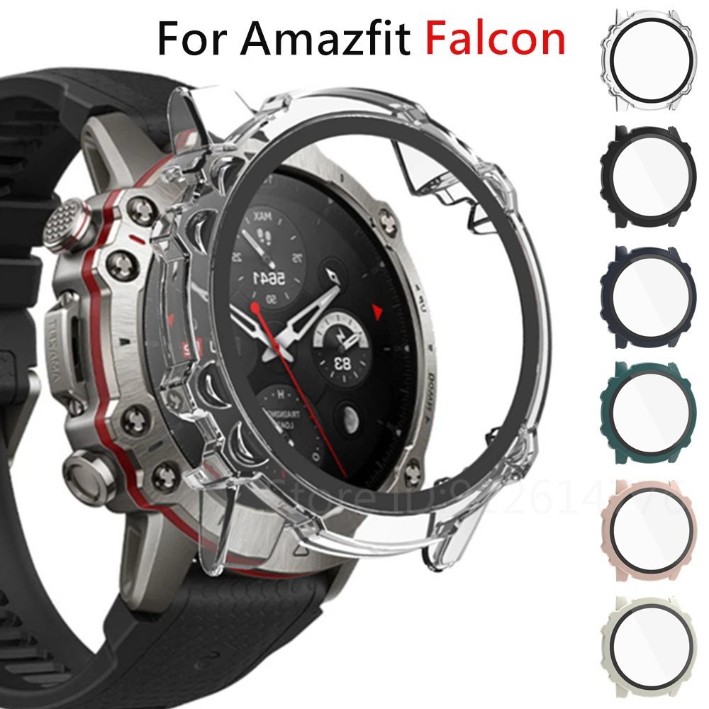 Apple Watch Screen Protector Watch Screen Protector Case Watch Case Watch Protective Case Watch Cover Watch Protective Cover Protective Case Amazfit Falcon SmartWatch Shell Bumper PC + Tempered Glass Screen Protector Cover Huami Amazfit Falcon