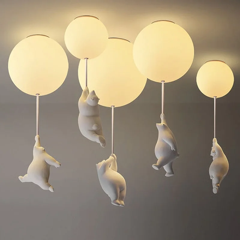 

Creative Led Chandelier Children's Room Balloon Bear Chandelier Modern Minimalist Bedroom Study Room Indoor Lighting Decor Lamps