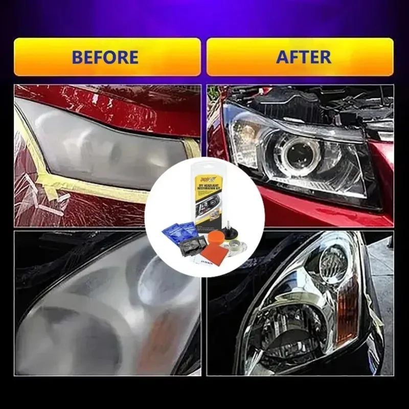 Car Headlight Restoration Kit - Fix Yellowing/Scratches, Includes Polisher & Brightener, Auto Headlight Repair