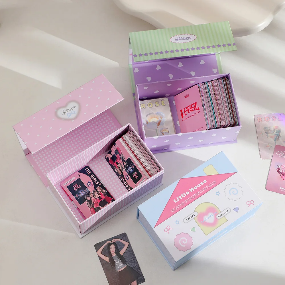 Kpop Photocards Toploader Collect Box Small Cards Storage Box Classification Stationery 3 inch House Series