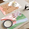 Cartoon rabbit illustration Printed Dish Drying Mat Super Absorbent Coffee Drain Pad Tableware Quick Dry Rug 1