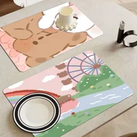 Cartoon rabbit illustration Printed Dish Drying Mat Super Absorbent Coffee Drain Pad Tableware Quick Dry Rug 1