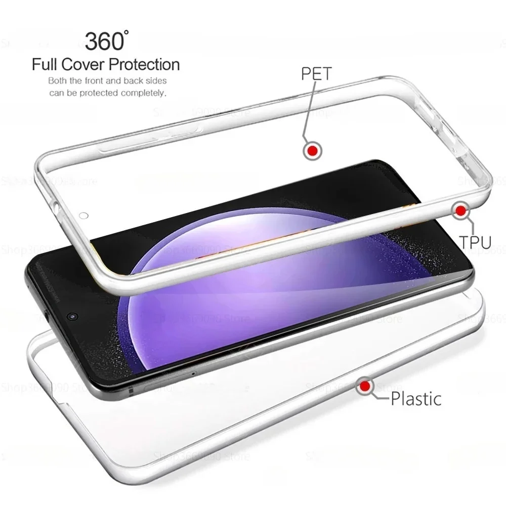360° Full Body Double Case - TPU Clear Cover with Hole