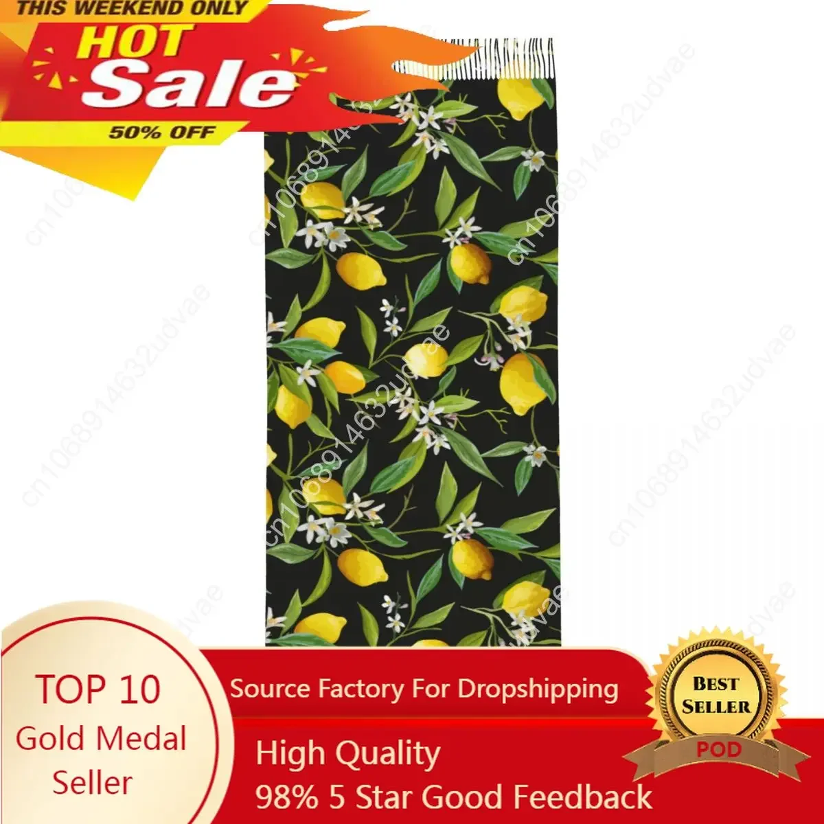 

Winter Scarf Women Thin Warm Shawl Wrap Lemon Fruits Floral And Leaf Tassel Lady Blanket Echarpe Bufanda Hijab