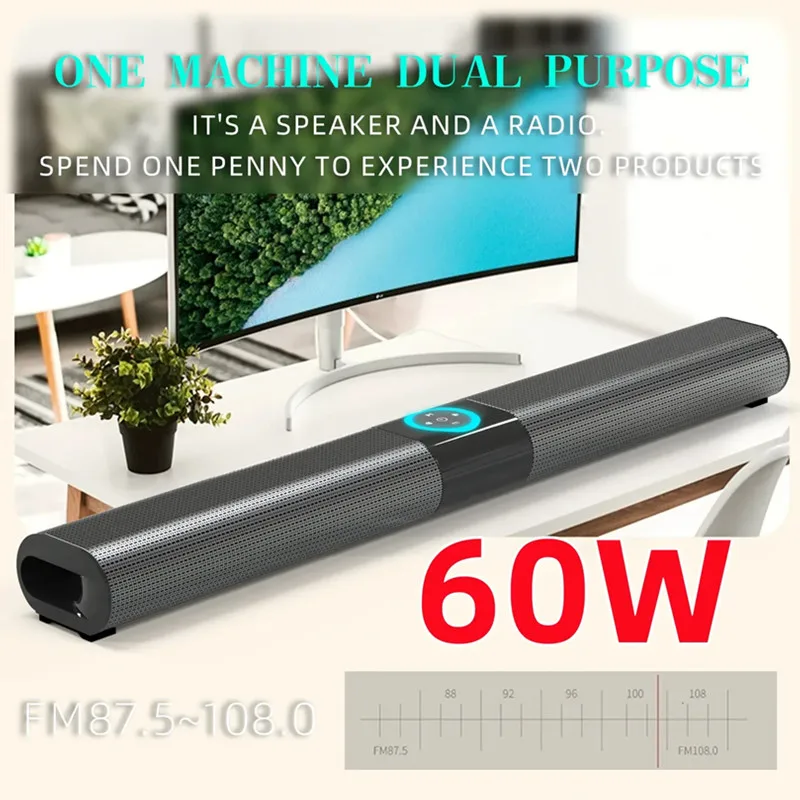 

60W High Power Wireless Computer Bluetooth Speakers Outdoor Portable HomeTheater Surround FM Radio TV Soundbar Supports USB TF