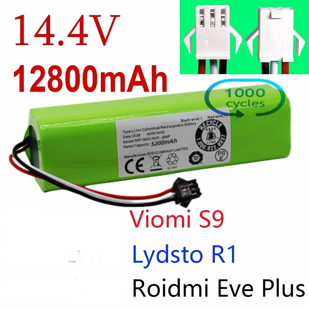 

Replacement Lydsto R1 Roidmi Eve Plus Viomi S9 Robot Vacuum Cleaner Battery Pack Capacity 12800mAh Accessories Parts