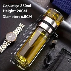 Premium Double Wall Glass Tea Infuser Bottle - Leak - Proof Portable Travel Mug - 350 - 500ml (350ML)