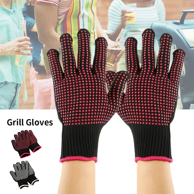 Nouveaux gants de Barbecue mitaines de four résistantes aux hautes températures 500 800 degrés gants de four à micro-ondes d'isolation thermique de Barbecue ignifuge 1