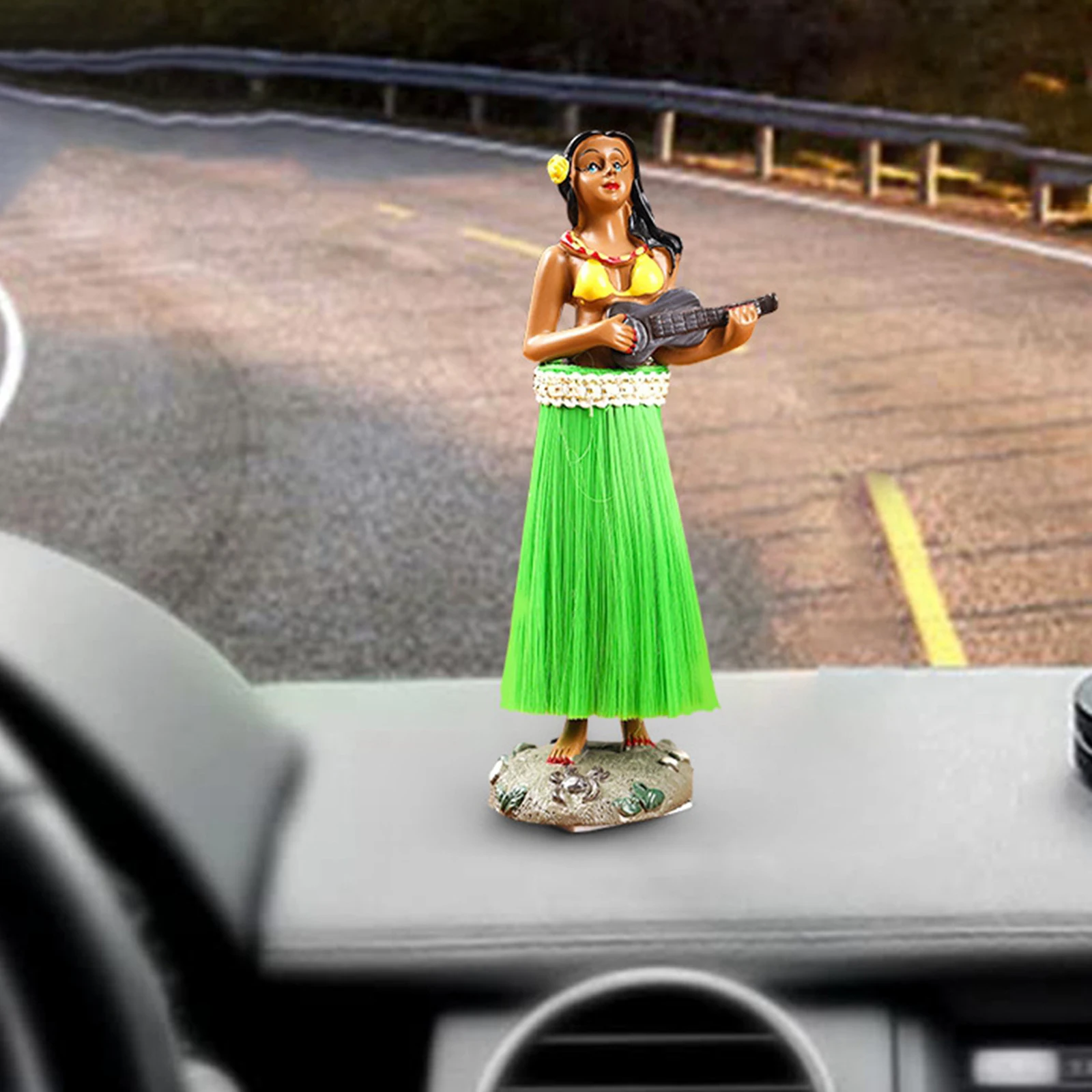 Bambola Hawaiana Da Cruscotto Auto - Danzatrice Con Gonna D'Erba Per Decorazione Auto, Casa O Ufficio