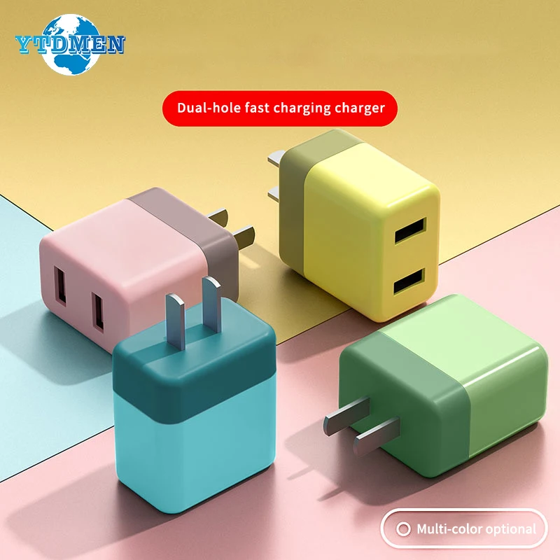 

Настенное зарядное устройство с двумя USB-портами, 5 В, 2 А, портативная вилка стандарта США, быстрая зарядка 3,0 для Samsung S22, S21, S9, Xiaomi Mi 8, адаптер д...