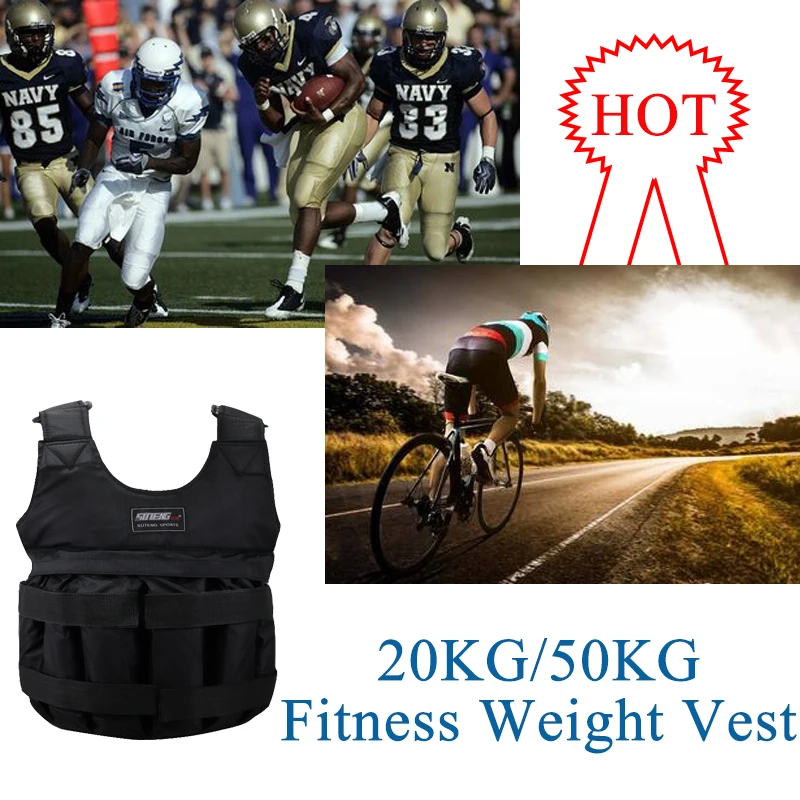 

Fitness Weight Vest 20KG/50KG Exercise Loading Running Boxing Weights Training Workout Adjustable Jacket Sand Clothing