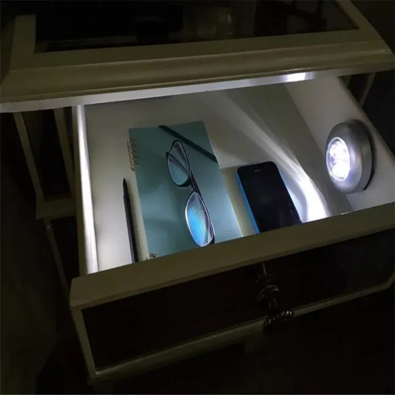 3 LED Touch Lamp Closet Cabinet Touch Control Night Light Wireless Bedside Light Kitchen Bedroom Wall Lamp AAA Battery Powered