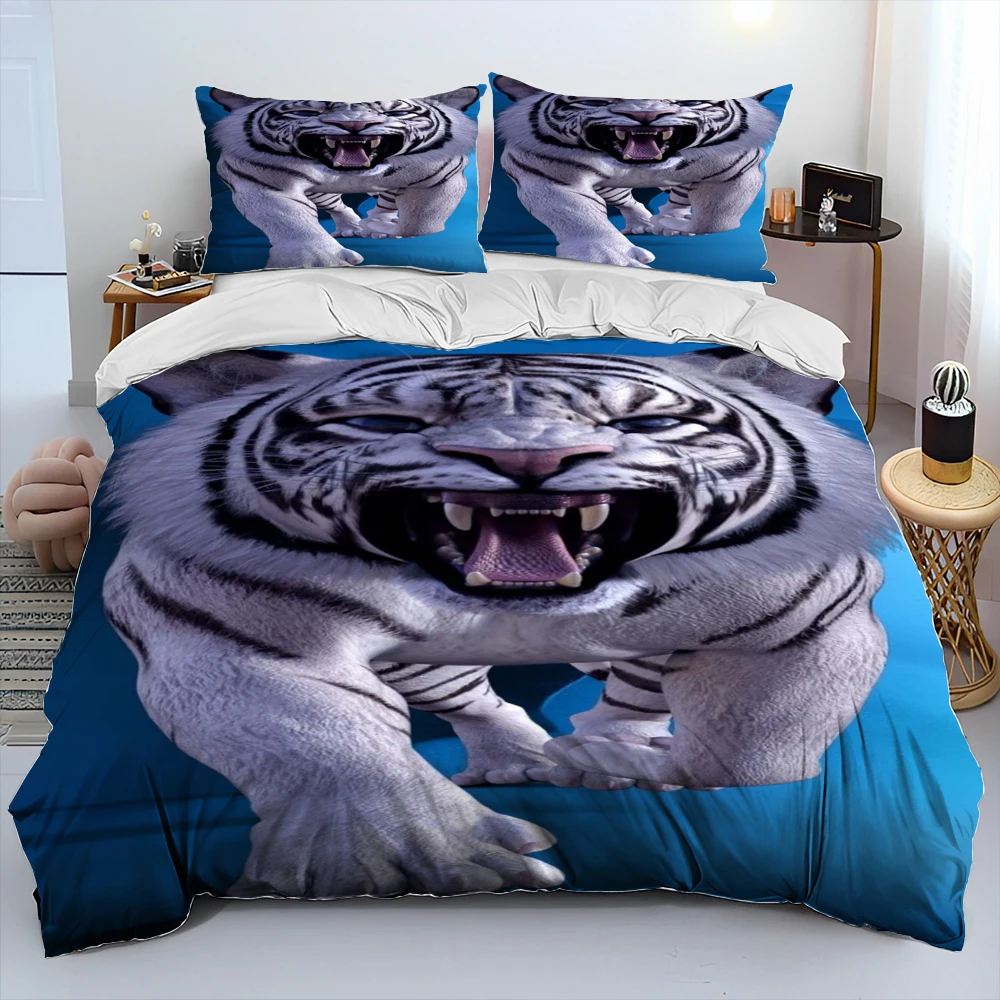 

Beast Animal Tiger,Sabretooth Cartoon Bedding Set,Duvet Cover Bed Set Quilt Cover Pillowcase,King Queen Size Bedding Set Adult