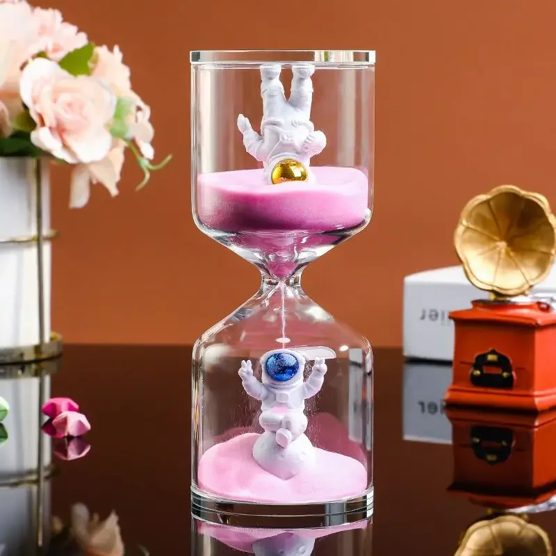 5/10/30/60 Min Creative Astronaut Sand Clock Hourglass Timer Transparent Glass Gifts As Delicate Home Decorations Pendant New