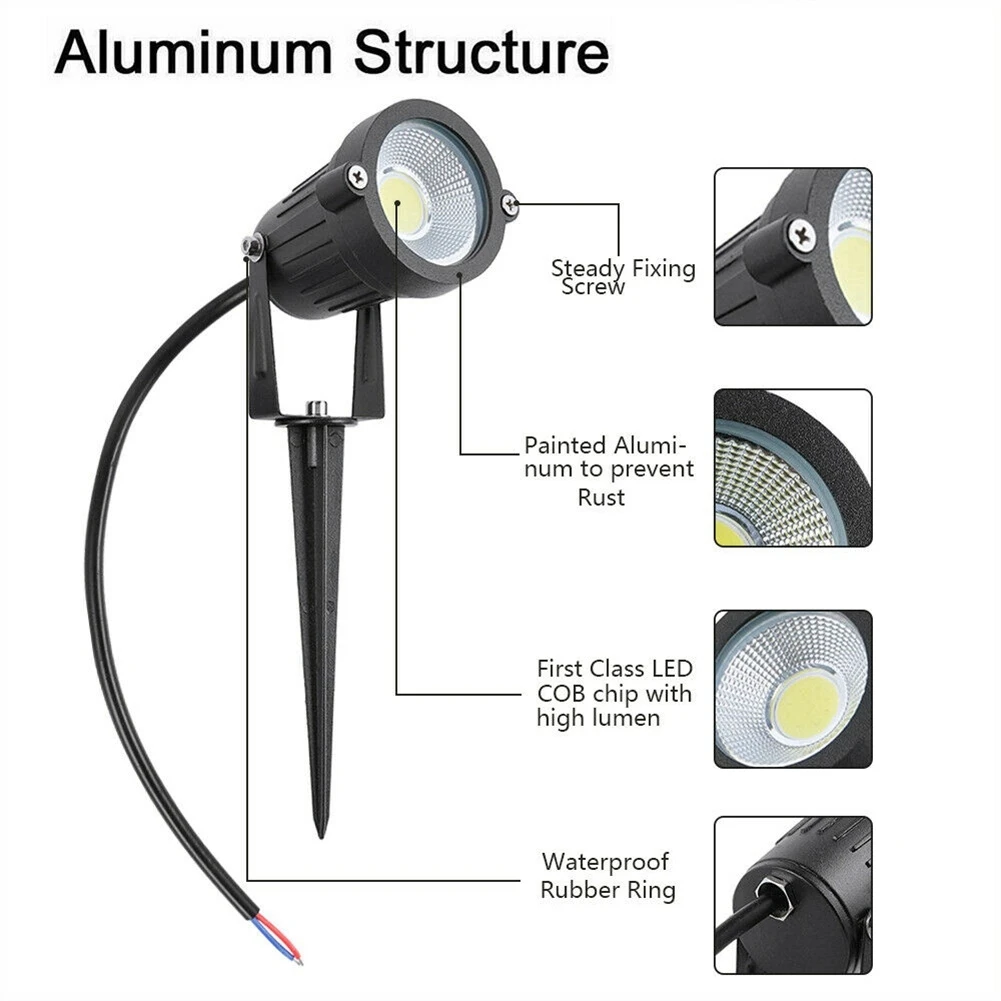 Spot lumineux LED imperméable, éclairage d'extérieur, luminaire de paysage, idéal pour un jardin ou une cour, 4 unités