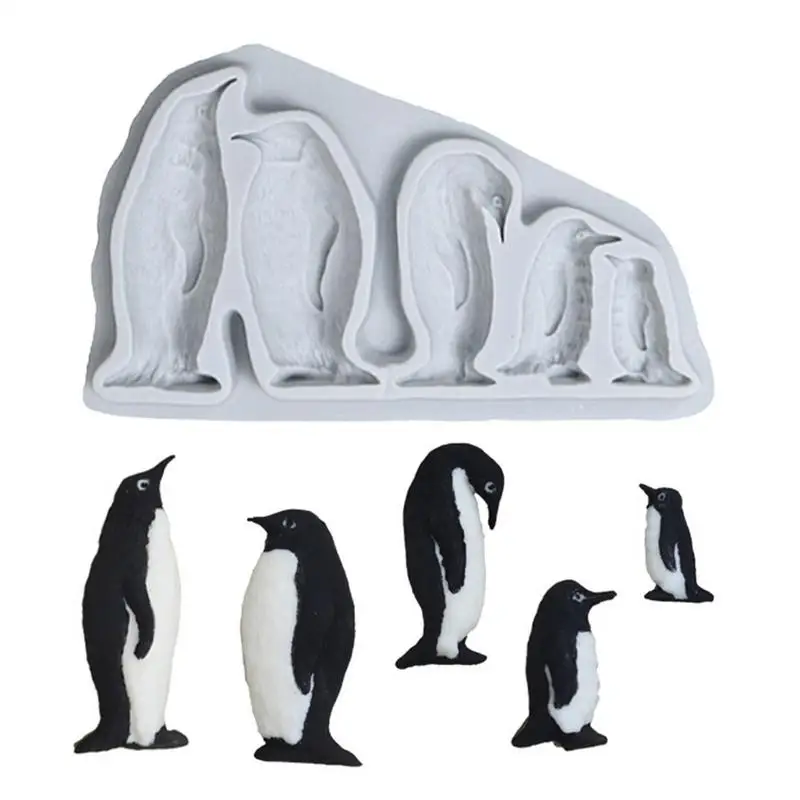 Penguin shape Silicone ice cube tray Cooking cake mould chocolate Cookie  Cutter Tools Ice Cream Mould Stand christmas cupcake