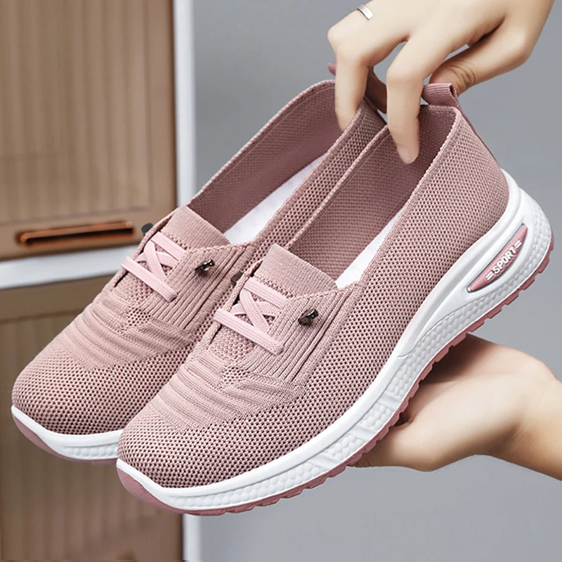Summer Women Shoes Mesh Breathable Casual Sneakers Women Tennis Shoes Antislip Female Sport Shoes Fashion Sneakers Lace Up
