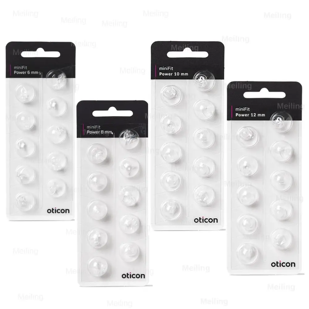 Hearing Aid Earmolds Oticon Hearing aid Pack of 10pcs oction miniFit Power 6mm 8mm 10mm 12mm Ear Tip Double Dome For Oticon Mini RITE Hearing Aids