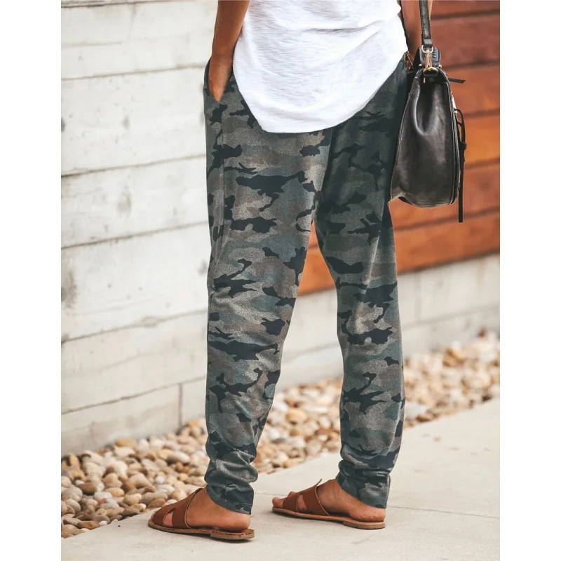 Camouflage Harajuku Pants for Women Korean Vintage Legging Elegant Elastic Waist Ladies Pants Print Summer Women's Clothing