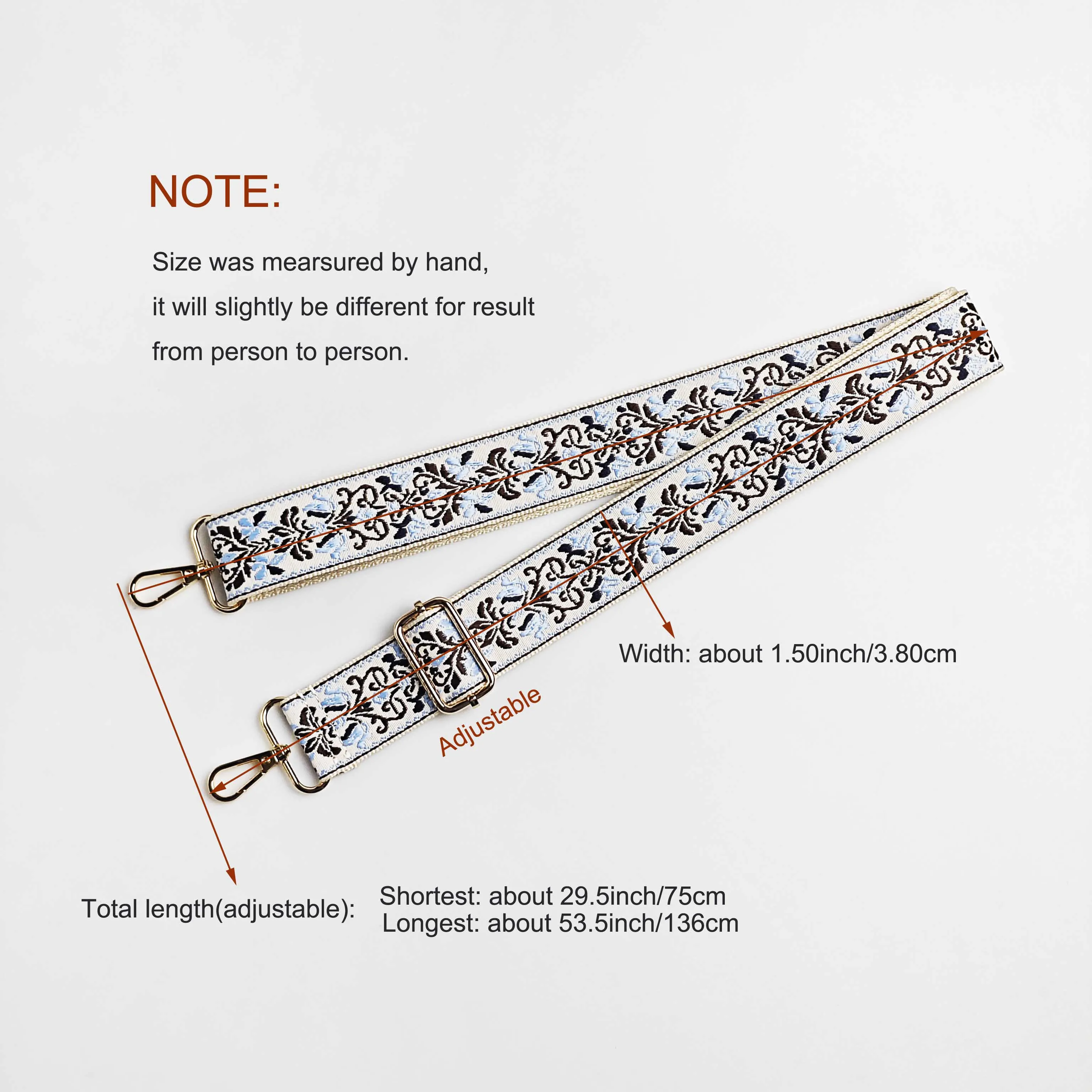 รูปสินค้า กระเป๋าถือสายคล้องไหล่ ลายดอกไม้ Jacquard 1.5 นิ้ว สวยหรู