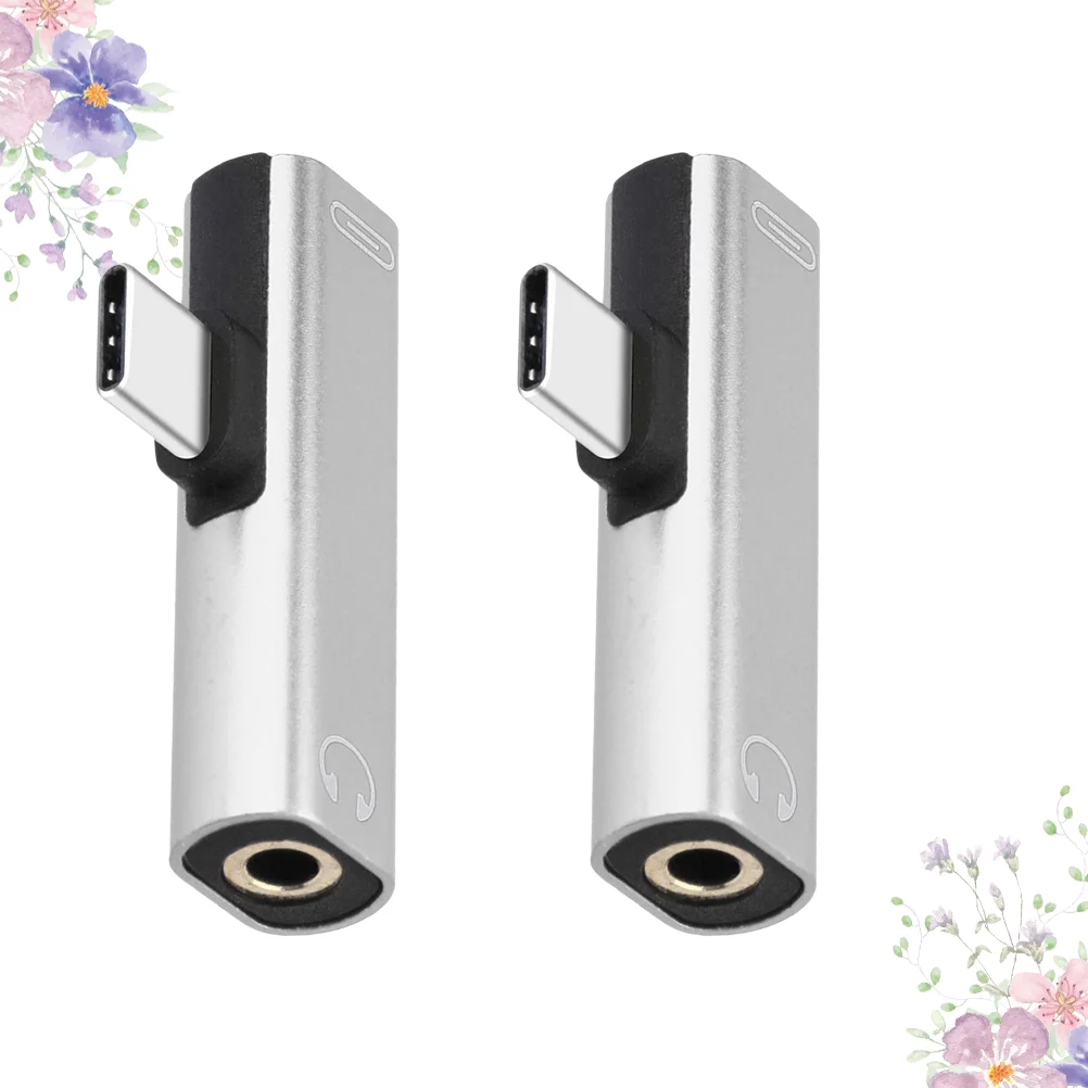C타입 to C타입 듀얼 C타입 USB-C, C타입 to 3.5mm Aux 잭 오디오 어댑터, 이어폰 충전 컨버터, 휴대폰 (실버)