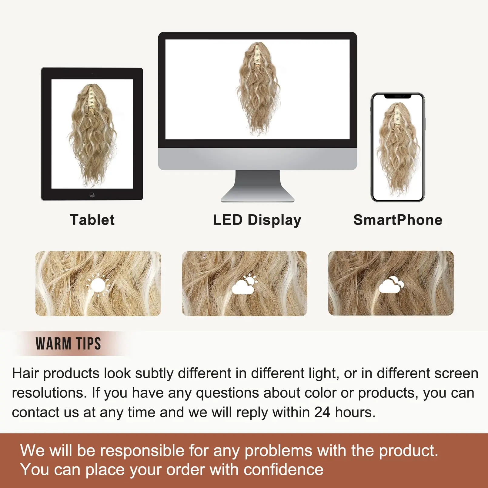 Ponytail hair extensions, 45cm claw clip ponytail, wavy curl claw clip ponytail synthetic wig