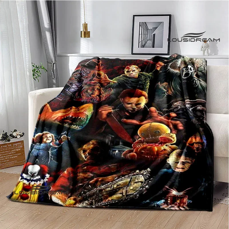 

3D horror movie Printed Blanket Warm Flannel Soft Cozy Blanket Sofa Bed Car Must-Have Blanket picnic blanket Birthday Gift