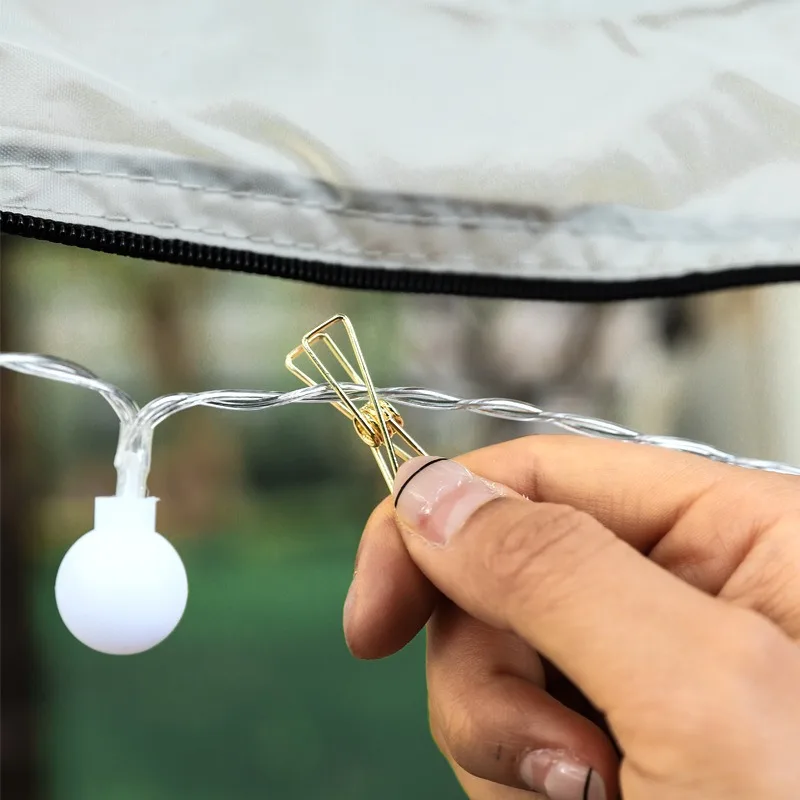 Sealing Clips 10/20pcs Tent Light String Fixing Hollowed Out Binder Food Sealing Bag Outdoor Camping Awning Metal Skeleton Dovetail