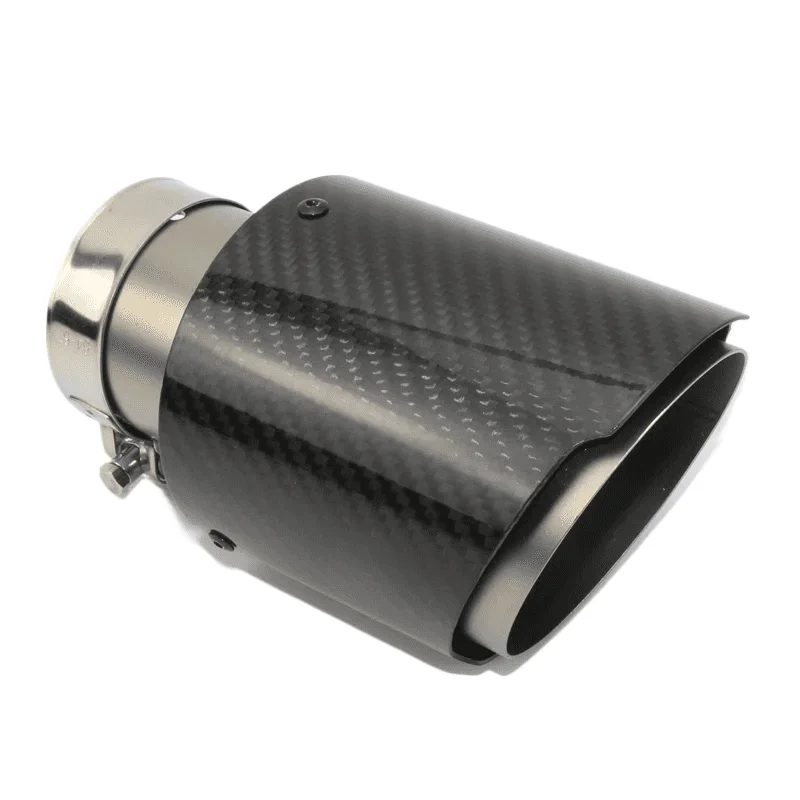 黒光沢のあるステンレス鋼カーボンファイバー複列 4 出口マフラー排気