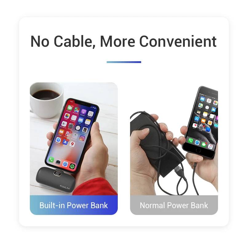 KUULAA-Mini Power Bank, 5000mAh, Chargeur Portable, Batterie Externe, Charge Rapide, QC, PD, iPhone 16, 15, 14, 13, Xiaomi – Image 6