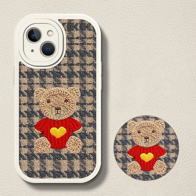 Sweater bear iPhone 14 case iPhone 13 pro 12 11 xs max fall/winter women's all-inclusive soft anti-fall coque iphone 13