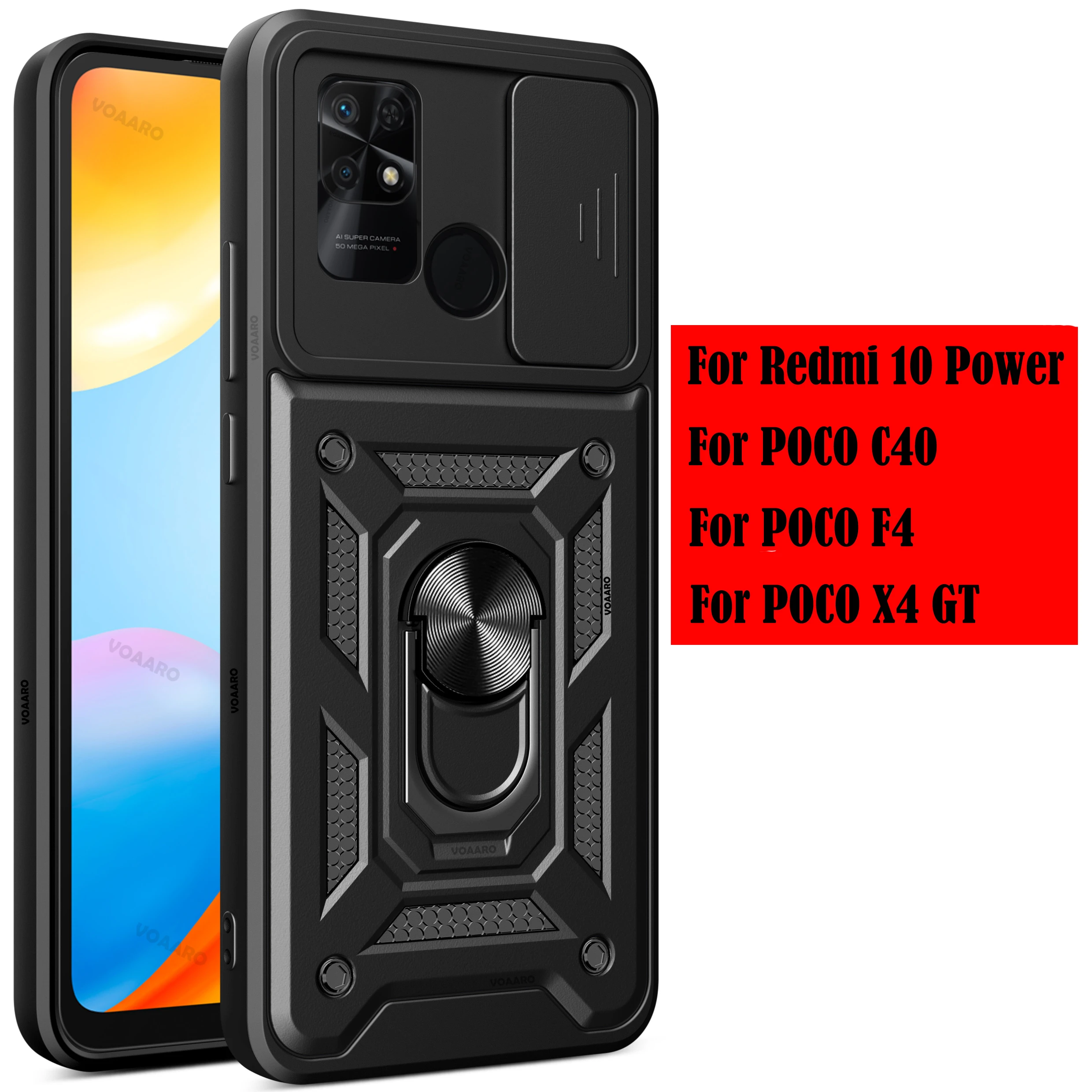 Armor Funda for POCO X6 Pro Case Slide Camera Stand Protection Cover for  Redmi 13C POCO C65 X4 X5 X6 Pro X3 NFC F5 F4 F3 GT Capa - AliExpress