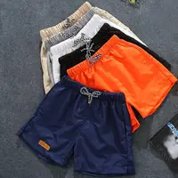 Men Casual Shorts Solid Color Summer Beach Casual Shorts Men Elastic Waist Drawstring Pockets Wide Leg Print Shorts Men Clothes 1