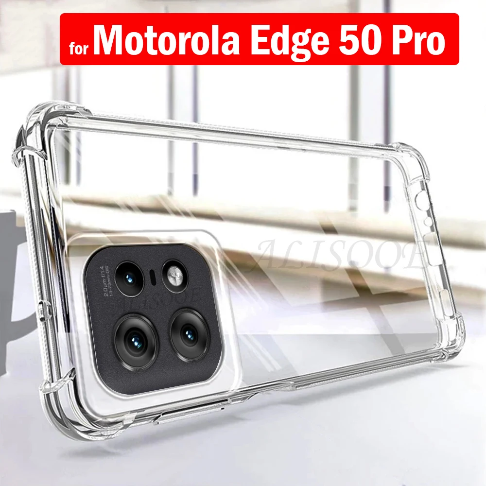 Trasparente Funda Per Motorola Edge 50 Pro 5G Custodia Ultra Sottile Trasparente Morbida Antiurto Capa Per Moto Edge 50 Pro Case