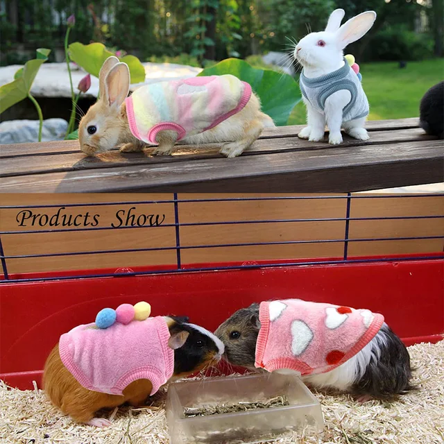 Warm Rabbit Clothes Soft Fleece Guinea Pig Vest Cute Small Pet Clothes Bunny Costume for Ferret Chihuahua Rabbit Accessories 6