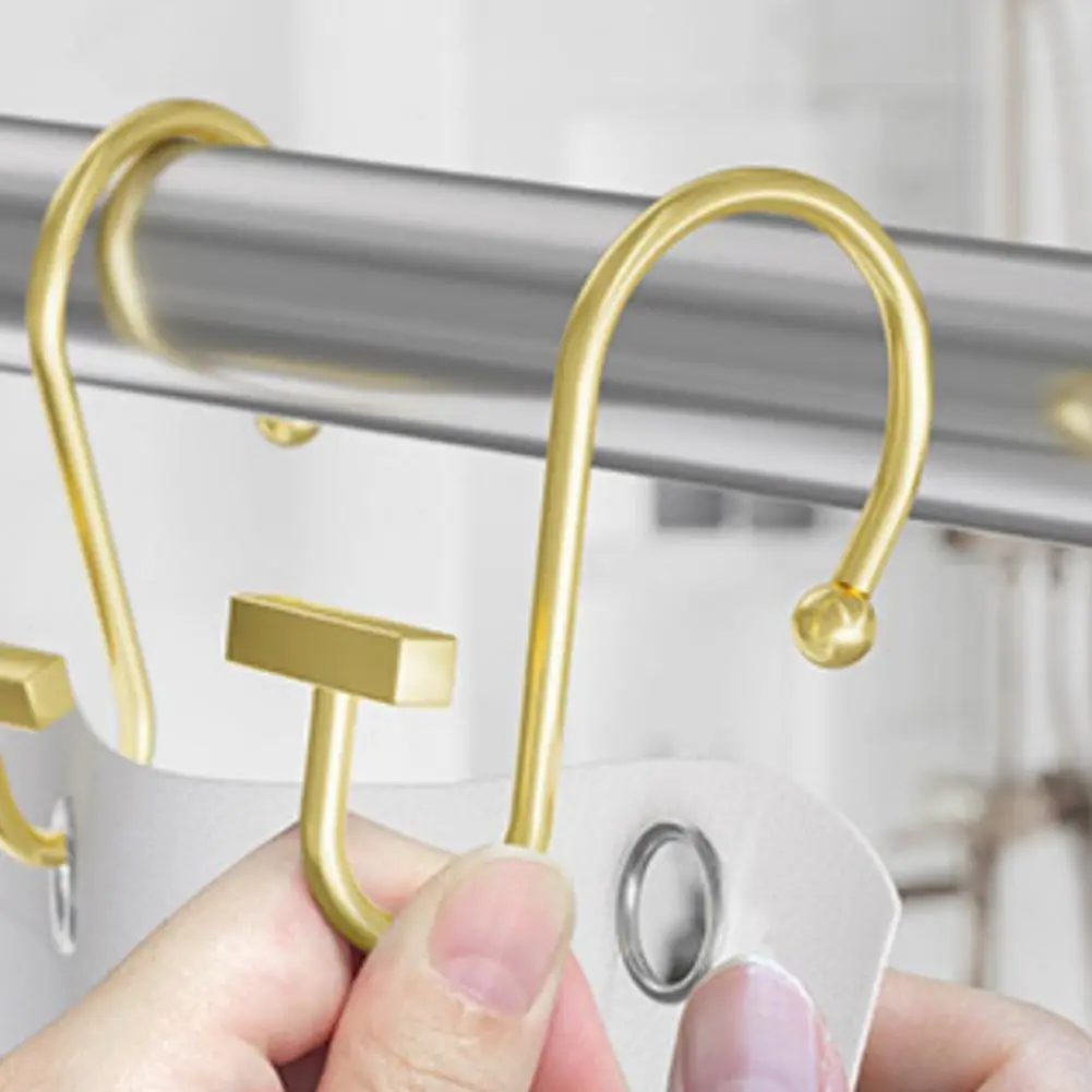 Shower Curtain Hooks Corrosion Resistant Strong Load-bearing S-Shaped Electroplated Shower Curtain Pole Hanger Hooks 12Pcs