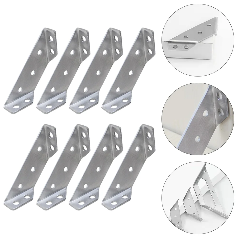 

Bracket Connection Silver Corner Angle Brace Joint Fastener Trapeziform Brackets 90 Degree Support Stainless Steel Shelf