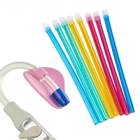 100 pièces/sac Ejecteur de salive dentaire jetable, embout d'aspiration flexible, tube d'évacuation transparent avec tube coloré, outil de soins bucco-dentaires 3
