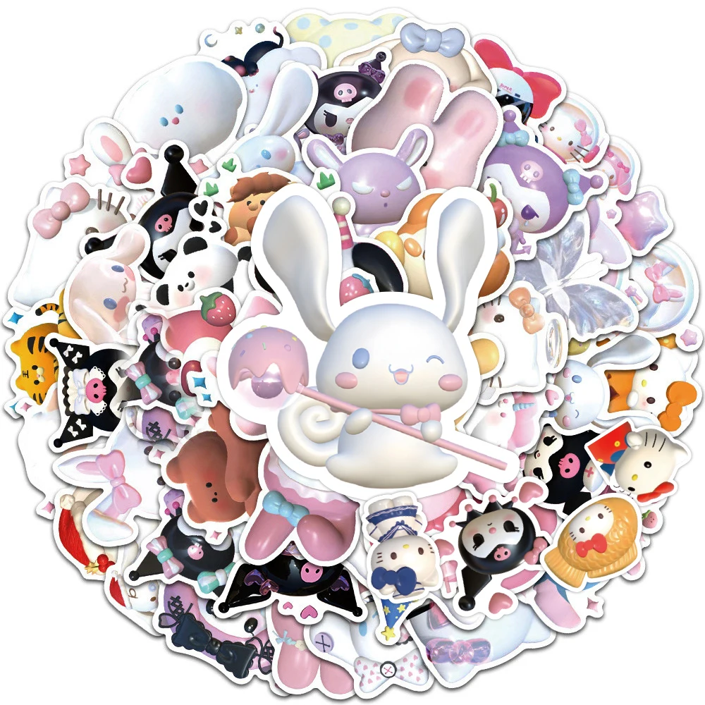 50/100pcs Cartoon Sanrio Stickers Kuromi My Melody For Kid DIY Scrapbooking